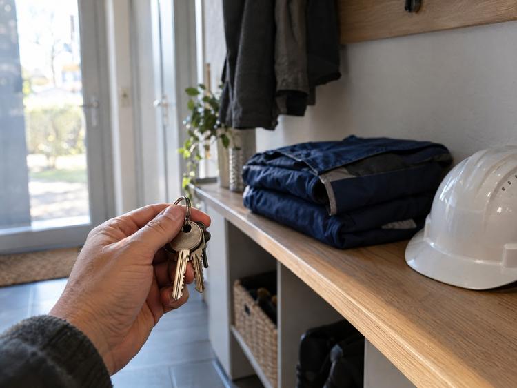 Chei de apartament și haine de lucru